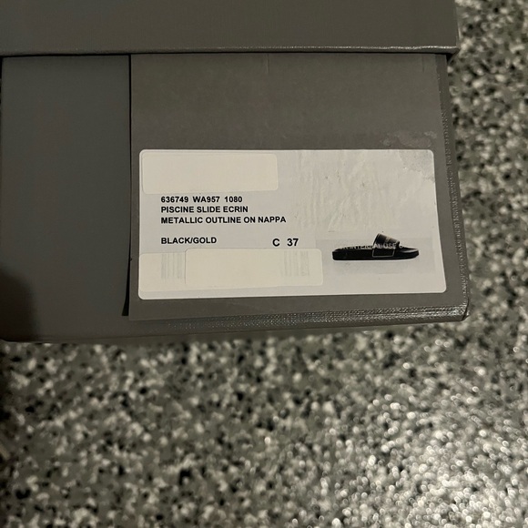 Balenciaga Black and Gold Nappa Leather Slides - Picture 9 of 9
